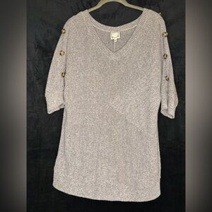 Light purple/gray colored Knit Sweater with Button Accents